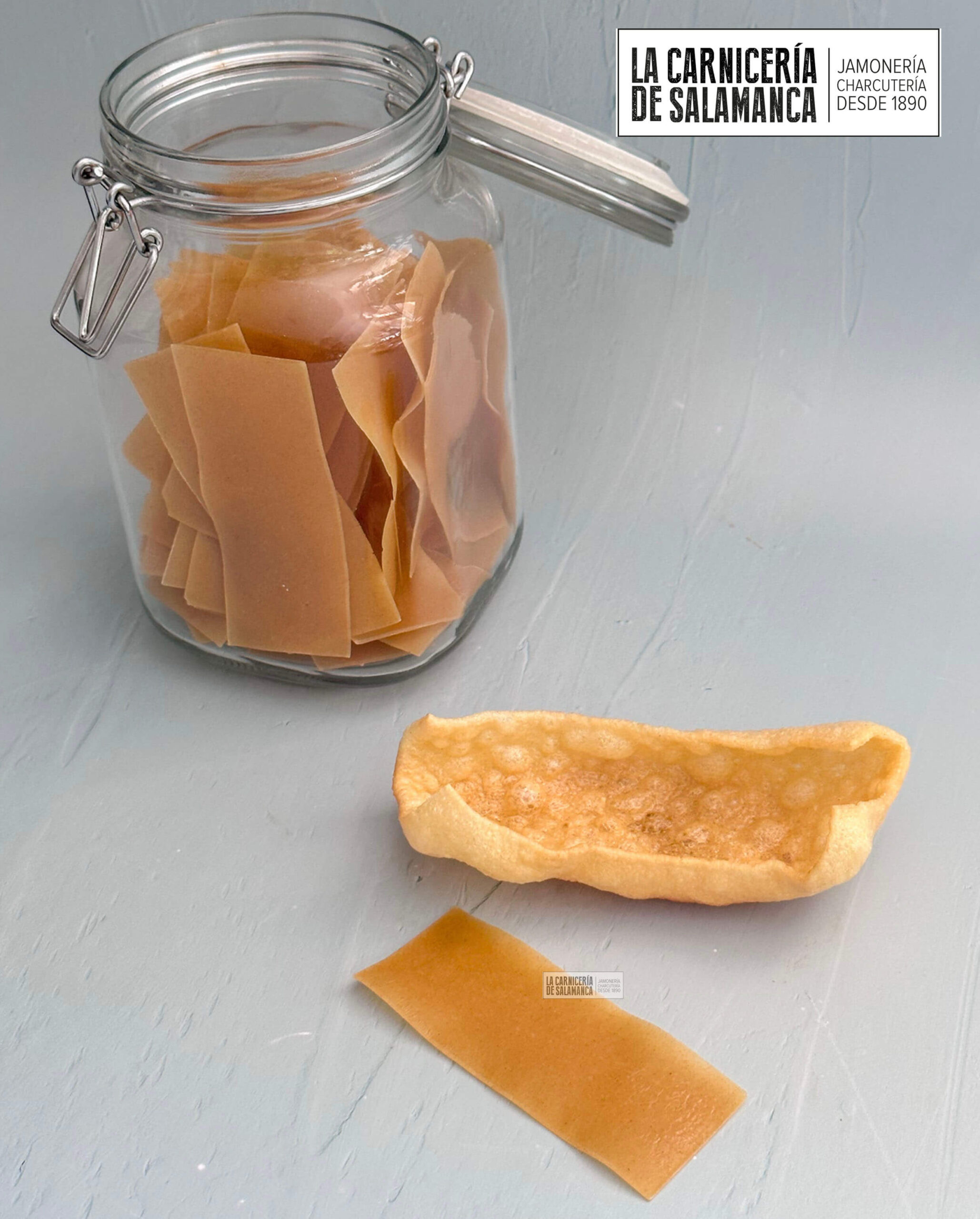 Cortezas, cueros o palomas para ensaladilla. Producto típico de Salamanca