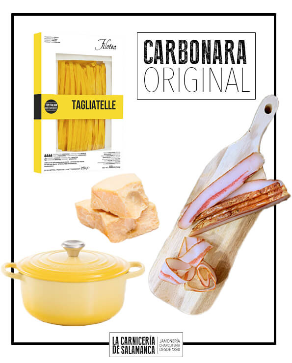 Ingredientes para carbonara, disponibles para comprar en pack en La Carnicería de Salamanca