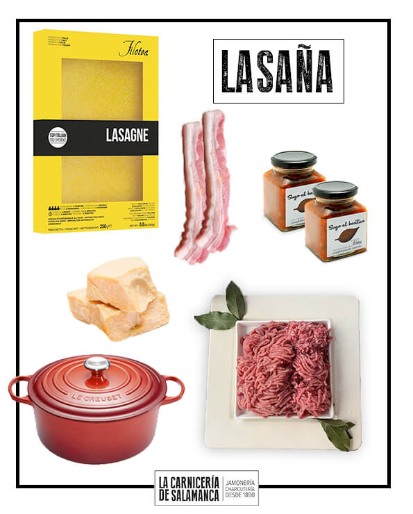 Todos los ingrediente para preparar la receta completa de lasaña