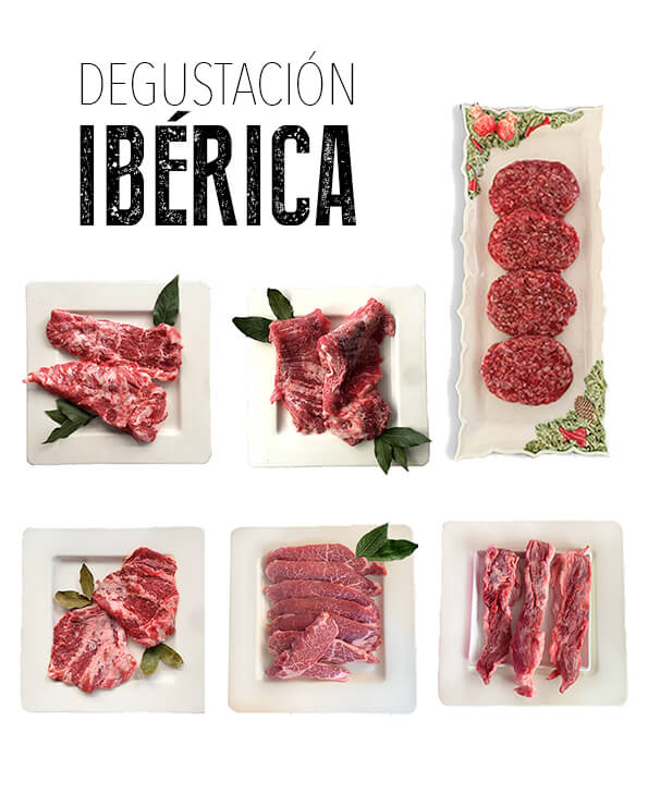 Oferta degustación ibérica. Diferentes tipos de cortes disponibles para comprar en pack.