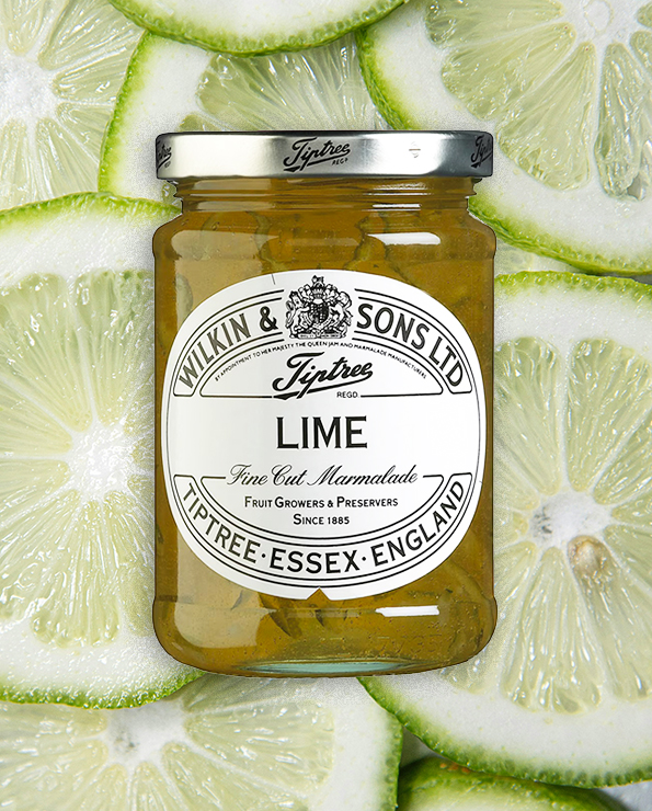 Tarro de mermelada de lima Tiptree, elaborada con corteza fina y sabor cítrico intenso. A la venta en La Carnicería de Salamanca, tienda gourmet en Peñaranda de Bracamonte.