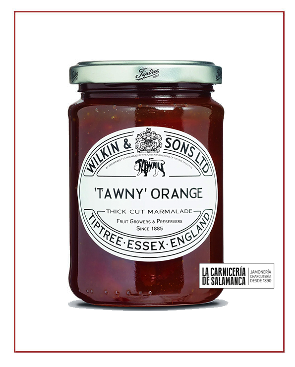 Tarro de mermelada Tawny Orange de Tiptree, mermelada artesanal de naranja amarga con corteza gruesa. A la venta en La Carnicería de Salamanca, tienda gourmet en Peñaranda de Bracamonte.