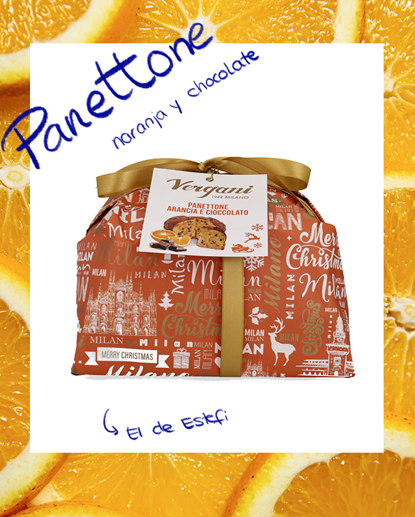 Panettone Arancia e Cioccolato de Vergani, elaborado en Milán con naranja confitada y virutas de chocolate. El favorito de Estefanía, disponible en La Carnicería de Salamanca.