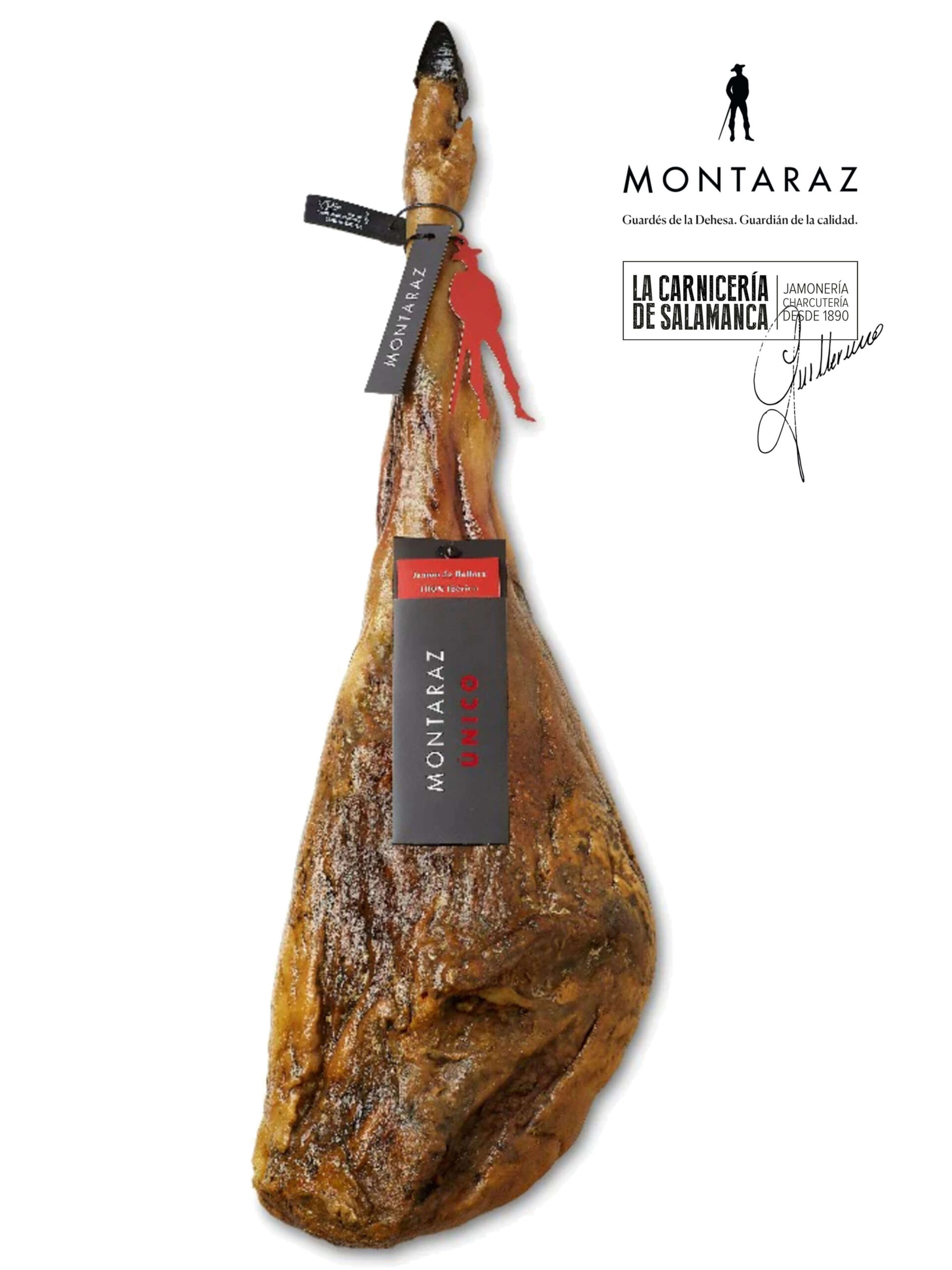 Jamón Montaraz ÚNICO 100% ibérico de bellota de la campaña 2020, seleccionado para La Carnicería de Salamanca y presentado con su etiqueta original. Si quieres saber más sobre nuestra relación con Montaraz, continúa leyendo la descripción completa.